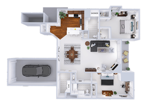Floor plan for 2 beds, 2 baths, 1509 sqft